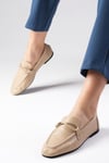 Fiona Hakiki Deri Ten Rengi Loafer-DÜZ AYAKKABI-Mio Gusto-01531NUC
