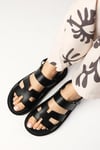 Gia Siyah Renk Cırtlı Sandalet-SANDALET-Mio Gusto-05836BLC