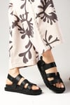 Gia Siyah Renk Cırtlı Sandalet-SANDALET-Mio Gusto-05836BLC