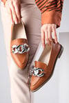Gianna Taba Zincirli Loafer-DÜZ AYAKKABI-Mio Gusto-01384TAC