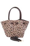 Hakiki Süet Leopar Desenli Büzgü Detaylı El Ve Omuz Çantası-Bags-Mio Gusto-C0073LES