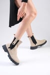Hera Bej Renk Postal Bot-Thick Heels-Mio Gusto-01501BES
