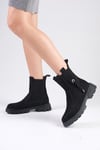 Hera Siyah Renk Postal Bot-Thick Heels-Mio Gusto-01501BLS