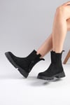 Hera Siyah Renk Postal Bot-Thick Heels-Mio Gusto-01501BLS