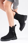 Hera Siyah Renk Postal Bot-Thick Heels-Mio Gusto-01501BLS