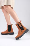 Hera Taba Renk Postal Bot-Thick Heels-Mio Gusto-01501TAS