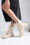 Janet Bej Renk Postal Bot-Thick Heels-Mio Gusto-01505BEC