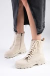 Janet Bej Renk Postal Bot-Thick Heels-Mio Gusto-01505BEC