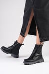 Janet Siyah Renk Postal Bot-Thick Heels-Mio Gusto-01505BLC