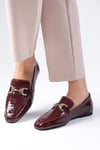 Jordane Hakiki Deri Bordo Renk Loafer-DÜZ AYAKKABI-Mio Gusto-01556WRX