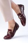Jordane Hakiki Deri Bordo Renk Loafer-DÜZ AYAKKABI-Mio Gusto-01556WRX
