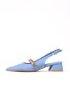 Laura Mavi Renk Kısa Topuklu Ayakkabı-Low Heels-Mio Gusto-01446BUK