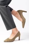 Lita Haki Yeşil Renk Süet Topuklu Ayakkabı-Stiletto-Mio Gusto-01252GNS