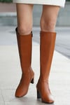 Mariana Taba Küt Burunlu Topuklu Çizme-Boots-Mio Gusto-02189TAC