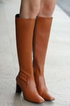 Mariana Taba Küt Burunlu Topuklu Çizme-Boots-Mio Gusto-02189TAC