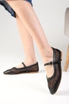 Michelle Siyah Renk Fileli Babet-Flats-Mio Gusto-02310BLC