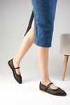 Michelle Siyah Renk Fileli Babet-Flats-Mio Gusto-02310BLC