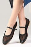 Michelle Siyah Renk Fileli Babet-Flats-Mio Gusto-02310BLC