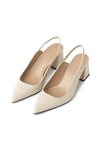 Mio Gusto Bej Renk Arkası Açık Topuklu Kadın Ayakkabı Ayakkabı 