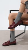 Mio Gusto Bordo Renk Rugan Oxford Kadın Ayakkabı Modelleri
