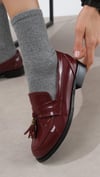 Mio Gusto Bordo Renk Rugan Oxford Kadın Ayakkabı Modelleri