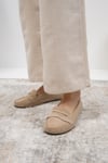 Mio Gusto Capri Hakiki Süet Bej Renk Kadın Loafer
