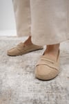 Mio Gusto Capri Hakiki Süet Bej Renk Kadın Loafer