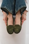 Mio Gusto Capri Hakiki Süet Haki Renk Kadın Loafer