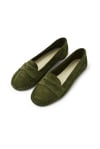 Mio Gusto Capri Hakiki Süet Haki Renk Kadın Loafer