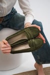 Mio Gusto Capri Hakiki Süet Haki Renk Kadın Loafer