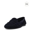 Mio Gusto Capri Hakiki Süet Lacivert Renk Kadın Loafer