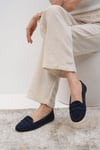 Mio Gusto Capri Hakiki Süet Lacivert Renk Kadın Loafer
