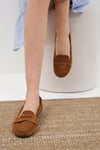 Mio Gusto Capri Hakiki Süet Taba Renk Kadın Loafer