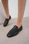 Mio Gusto Hakiki Deri Siyah Renk Loafer Kadın Ayakkabı Modelleri
