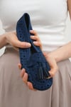 Mio Gusto Hazel Lacivert Renk Püsküllü Kadın Loafer