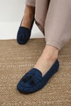 Mio Gusto Hazel Lacivert Renk Püsküllü Kadın Loafer