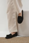 Mio Gusto Capri Hakiki Süet Lacivert Renk Kadın Loafer