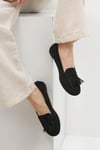 Mio Gusto Capri Hakiki Süet Lacivert Renk Kadın Loafer