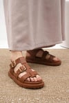 Mio Gusto Trude Taba Renk Tokalı Kadın Sandalet Modelleri