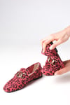 Myrcella Hakiki Süet Fuşya Renk Leopar Desenli Loafer-DÜZ AYAKKABI-Mio Gusto-01544LFS