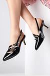 Naomi Siyah Renk Rugan Kısa Topuklu Ayakkabı-Low Heels-Mio Gusto-02299BLR