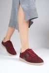 Nicole Hakiki Süet Bordo Renk Spor Ayakkabı-Spor-Mio Gusto-01582WRS