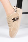 Nicole Hakiki Süet Leopar Desenli Spor Ayakkabı-SPOR-Mio Gusto-01582LES