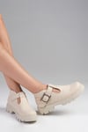 Norma Bej Renk Kalın Tabanlı Oxford Ayakkabı-Casual-Mio Gusto-01504BEC