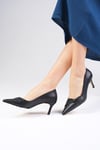 Orlanda Siyah Renk Topuklu Ayakkabı-Low Heels-Mio Gusto-02340BLC