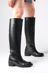 Parley Black Leather-Boots-Mio Gusto-02030BLC
