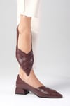 Peyton Bordo Renk Kısa Topuklu Ayakkabı-Low Heels-Mio Gusto-01552WRC