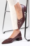 Peyton Bordo Renk Kısa Topuklu Ayakkabı-Low Heels-Mio Gusto-01552WRC
