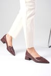 Peyton Bordo Renk Kısa Topuklu Ayakkabı-Low Heels-Mio Gusto-01552WRC