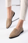 River Hakiki Deri Vizon Renk Loafer-DÜZ AYAKKABI-Mio Gusto-08070MIC